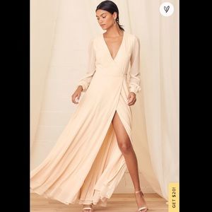 My Whole Heart Cream Long Sleeve Wrap Maxi Dress LARGE OUT OF STOCK WORN ONCE